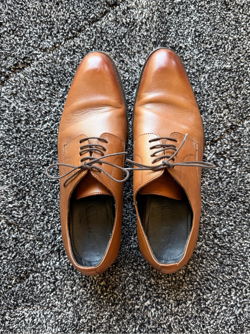 Size 9 Men's Italian Leather Brown Oxford Dress Shoes